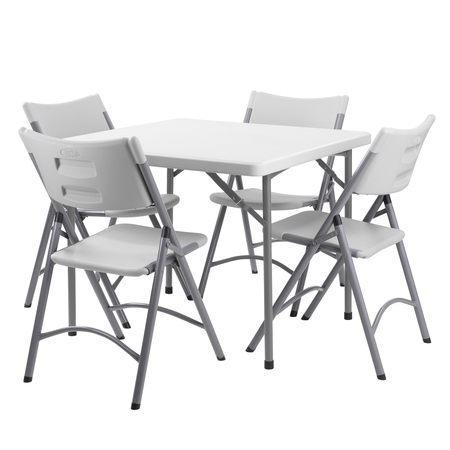 NATIONAL PUBLIC SEATING NPS 36" x 36" Heavy Duty Folding Table, Speckled Gray and Chair Package BT3636/1-602/4